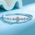 Sterling Silver Plated Gold Moissanite Four-Leaf Clover Bracelet-0-0