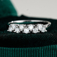 S925 Sterling Silver Asymmetrical Row Ring with Moissanite for Women-Inlaid with moissanite  8 yards