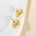wholesale 925 Sterling Silver Italian-Style Brushed Matte Textured Heart Stud Earrings for Women, Small and Fashionable High-End Earrings-0-2