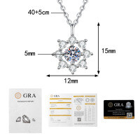 S925 Silver Moissanite Sunflower Pendant Necklace, Cross-Border New Wholesale-50-point Moissanite  925 Silver