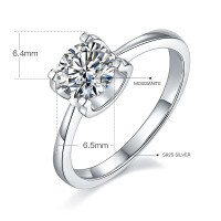 wholesale S925 Silver Straight Arm Classic Bull Head New Style Moissanite Ring for Women, Fashion Minimalist 1 Carat Moissanite Ring-1 carat Moissanite diamond ring No. 8