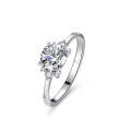 925 Silver Moissanite Ring Four Prong Sparkling Women's Jewelry-0-4