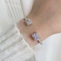 wholesale S925 Sterling Silver European and American Style 8A Square Zircon Ice Flower Cut Open Spring Bracelet Minimalist Luxury New Year Gift-0-1