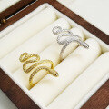 wholesale S925 Sterling Silver Snake Animal Ring, Individualistic Trendy Minimalist Style Adjustable Open Ring-0-2