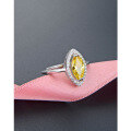 wholesale S925 Sterling Silver Citrine Ring for Women, Korean-style Fashion Minimalist Diamond-accented Open Band, Unique Design Jewelry-0-1