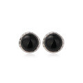 wholesale 925 Sterling Silver Round Black Onyx Stud Earrings for Women, Minimalist and Aloof Style, Elegant and Unique High-End Sense Jewelry-0-4