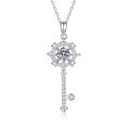 S925 Sterling Silver Moissanite Pendant Necklace, 1ct Eight-Pointed Star Key Design-0-3
