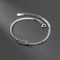 wholesale Metal S925 silver Korean-style minimalist double-layer U-shaped clasp bracelet for women, elegant geometric fresh accessory S4356-0-0