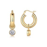 Silver Gold Fashion Hypoallergenic Earrings Moissanite Light Luxury-E15141 Moissanite 1 Carat x 2  925 Silver Electroplated Yellow