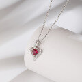 wholesale S925 Sterling Silver Light Luxury Women's Rose Flower Heart-shaped Zircon Pendant Necklace, Cross-border Amazon Best Seller-0-3
