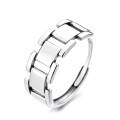 wholesale S925 Sterling Silver Retro Geometric Interlocking Ring Simple Fashion Minimalist Design Versatile Index Finger Ring-0-4