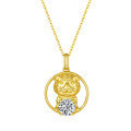 wholesale S925 silver Year of the Tiger pendant with 1-carat moissanite, Q-version cartoon zodiac necklace pendant-0-7