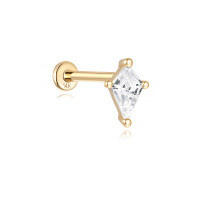 wholesale 14K Gold Flat Back Helix Ear Stud with Diamond Moon Flower-#18