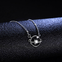 S925 Silver Moissanite Planet Pendant Necklace for Women-10-point Moissanite  925 Silver