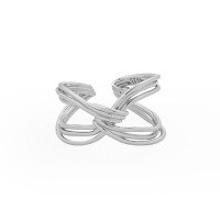wholesale S925 Sterling Silver Korean Version Ins Minimalist Multi-Layer Interlaced Knot Line Ring for Women-Platinum [No. 14/Adjustable] Opening adjustable