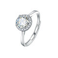 wholesale S925 Sterling Silver Full CZ Prong Setting Round Solitaire Engagement Ring for Women-0-4