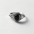 wholesale Sterling Silver S925, Thai Silver Ellipse Black Agate Ring, Vintage Adjustable Open-Ended Antique Style Fashion Hand Jewelry R00982-0-1