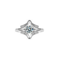 S925 Sterling Silver Moissanite Ring for Women, Niche Open Design, Cross-border Direct Supply-White gold  50-point moissanite (open cut)