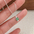 wholesale S925 Sterling Silver Lucky Clover Necklace for Women, Minimalist and Delicate Ins Style Dainty Collarbone Chain-0-0