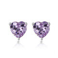 wholesale S925 Sterling Silver Fashion Minimalist Women's Zodiac Birthstone Cubic Zirconia Heart-shaped Stud Earrings-0-10