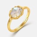 wholesale S925 Sterling Silver Gold-Plated Fashion Minimalist Natural Labradorite Ring Women Light Luxury Style High-End Feeling Jewelry Wholesale-0-1