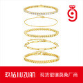 925 Silver 5-Piece Stackable Ins Style Moissanite Bead Bracelet Set, Customizable, Fade-Resistant-0-0