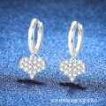 925 Sterling Silver Moissanite Heart Earrings, Trendy and Sweet-0-0