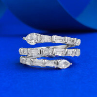 wholesale S925 Silver Snake-Shaped Three-Row Diamond Ring for Women, Cross-Border Style, AliExpress Model, Dropshipping-R1291 White Diamond Ring No. 9