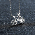 Sterling Silver Bicycle Necklace with Moissanite Pendant for Women-0-1