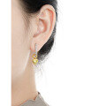wholesale S925 Sterling Silver 591 Niche and Unique Rectangular Ear Clasp with a Sophisticated Two-Tone Plated Heart Design Earrings for Women-0-2