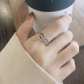 wholesale S925 Silver Fashion Minimalist Double-Layer Line Heart Knot Creative Niche Design Open Adjustable Ring-0-3