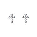 wholesale S925 Sterling Silver Personalized Diamond-Studded Cross Earrings, Niche, Elegant, Instagram Style, Trendy and Edgy Ear Accessories M04109-0-4