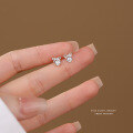 wholesale S925 Sterling Silver Bow Zircon Ear Studs Women Korean Minimalist Niche Luxury Exquisite Versatile Ins Ear Wholesale-0-5