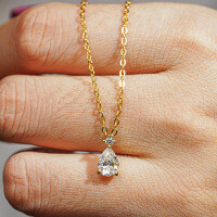 14K Gold Plated 925 Sterling Silver Full Moissanite Pendant Necklace-0.8CT (Moissanite)  925 Silver