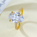 wholesale S925 silver gold-plated simulated diamond oval 8*12 radiant cut-0-3