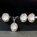 wholesale Silver-plated High Ice Chalcedony Set, New Chinese Style Hit, Chinese Style Natural Agate Chalcedony Wholesale for Rings, Necklaces, and Earrings-0-1