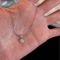 wholesale S925 Sterling Silver Knot Smile Sugar Pendant Necklace, Small Design Sweet Fairy Square Diamond Open Smile Collarbone Chain-0-2