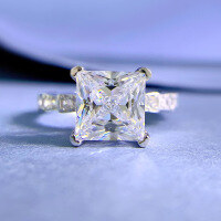 wholesale 925 Silver Mo Jing Jewelry New 2ct High Carbon Diamond 8*8 Princess Cut Ring WomenIns-R520 White Diamond No.9
