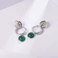wholesale 925 Silver Designer High-End Capricorn Zodiac Earrings Geometric Minimalist Style Green Agate Stud Earrings-0-1