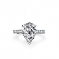 S925 Silver Moissanite Ring Women's Luxury Pave Fancy Champagne Yellow Pear Shape 4 Carat-Set with D-color moissanite (4 carats)  US No. 8