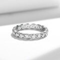 18k Gold Plated 925 Silver Cross Wave Stackable Ring with Moissanite-0-0