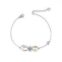 Sterling Silver Moissanite 8-Infinity Bracelet for Women, Minimalist Design-Galaxy Perpetual Bracelet  1-carat Moissanite