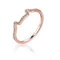 wholesale 9K/14K/18K Rose Gold minimalist line cat ear diamond moissanite ring popular jewelry-0-3