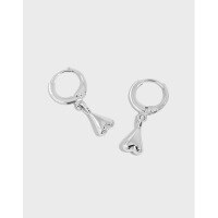 wholesale S925 Sterling Silver Korean Version INS Minimalist Design Versatile Textured Heart-Shaped Ear Clips for Women-Silver 925 silver