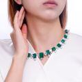 wholesale 925 Silver Luxury Banquet Set Simulated Emerald 12*16mm Full Diamond Evening Dress High-End Custom Jewelry Necklace-0-1