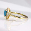 wholesale S925 sterling silver mid-century high-version ring with gold-plated synthetic turquoise gemstone, colorfast-0-3