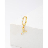 wholesale 925 Sterling Silver Amazon Cross-border Single Alphabet Earrings for Women, Fashion Hoop Ear Cuff, Versatile Ear Accessories-Y single>925 silver