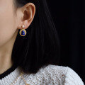 wholesale S925 Silver Natural Royal Lapis Lazuli Gourd Earrings for Elegant Women-0-4
