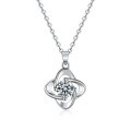 Sterling Silver Pendant with 1-Carat Moissanite Four-Leaf Clover Necklace Wholesale-0-3