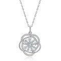 wholesale S925 sterling silver new elegant and fashionable blue spinel snowflake pendant Korean style necklace for women wholesale-0-4